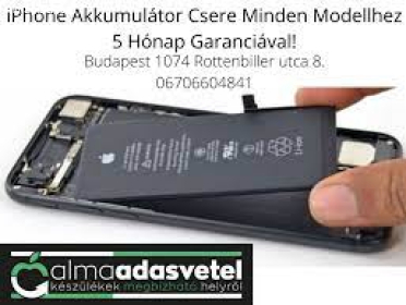 iPhone akkumulátor csere 5 hónap garanciával minden modellhez!